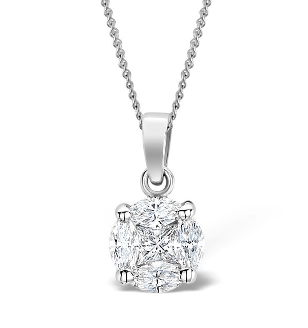 Galileo 1.00ct Solitaire Look Diamond 0.41ct 18K White Gold Necklace